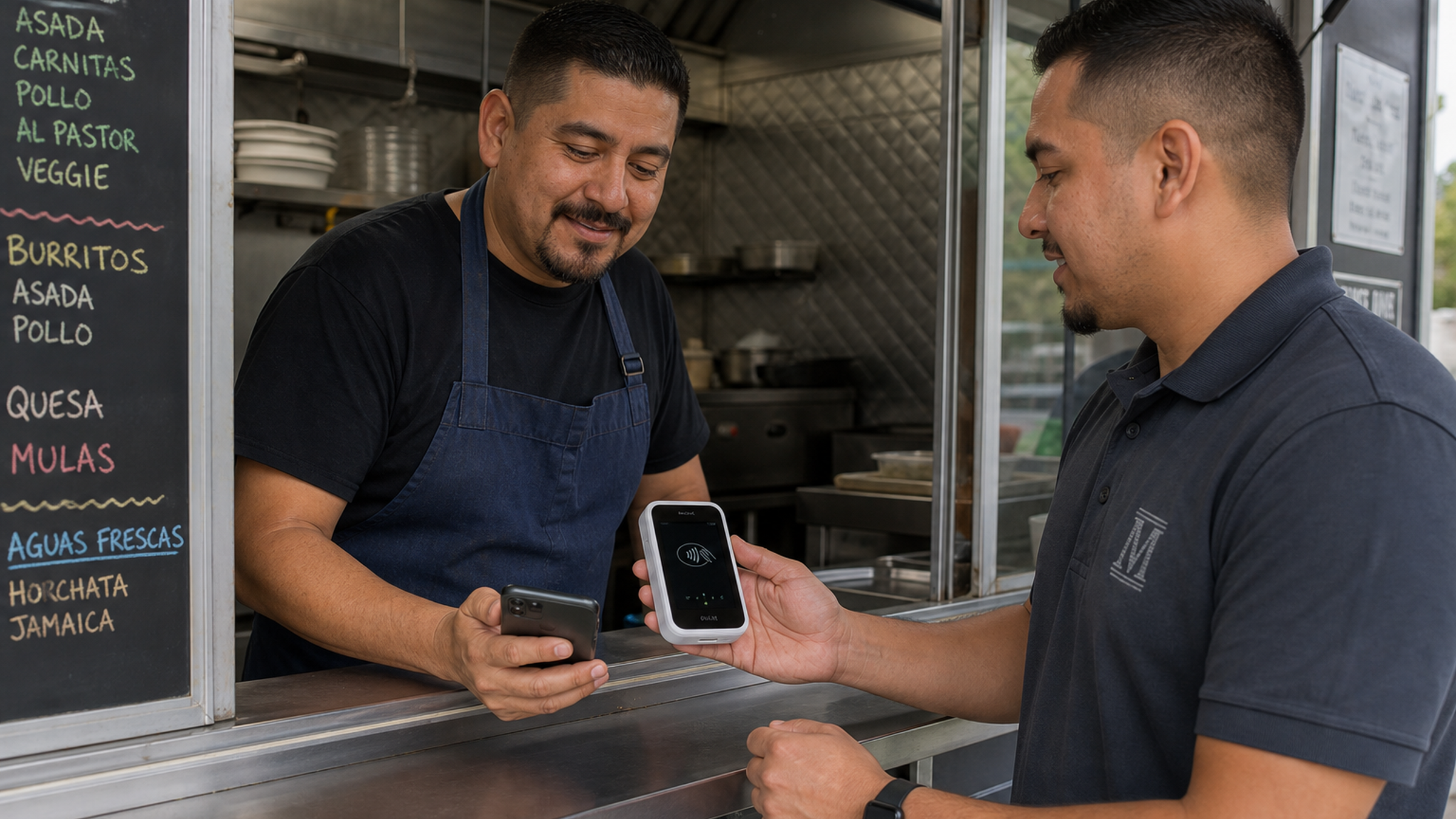 Contactless payment at a mobile merchant window
